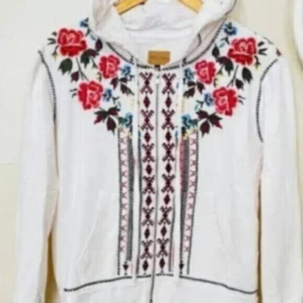 Driftwood Beautiful Flora Embroidered, Zip Up Hoodie Jacket